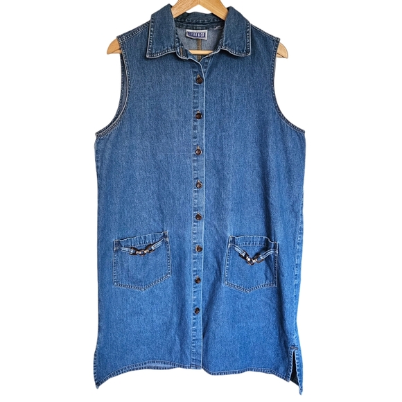 Vintage Dresses & Skirts - Vintage collared denim‎ mini shift dress